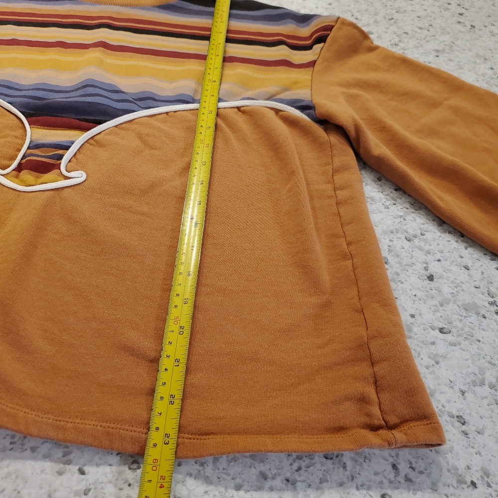 Zara Medium Sweater Trafaluc Striped Oversized Top Sunset Western Orange Aztec - Picture 15 of 16